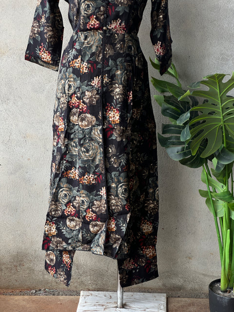 Collar neck printed modal silk co-ords