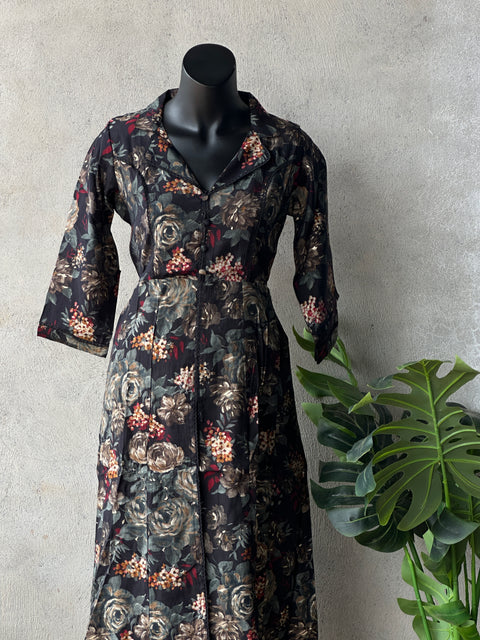 Collar neck printed modal silk co-ords