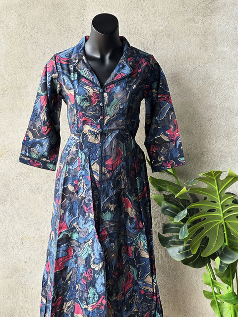 Collar neck printed modal silk co-ords
