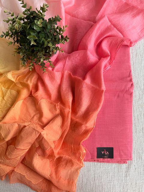 4D shaded Mul chanderi dupatta set