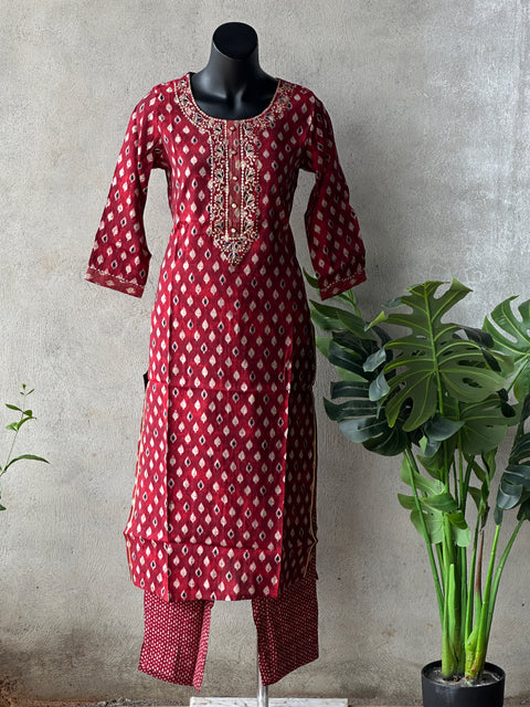 Printed modal silk kurta pant