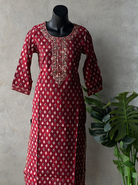 Printed modal silk kurta pant