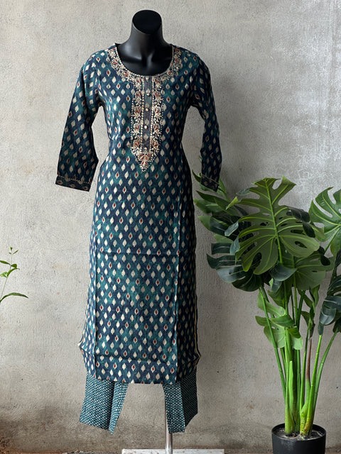 Printed modal silk kurta pant