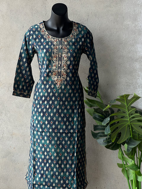 Printed modal silk kurta pant