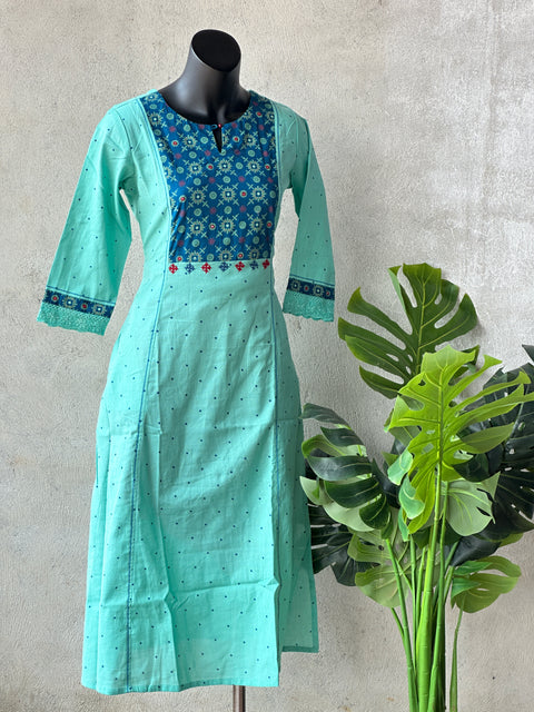 Blue with Cyan pure cotton Kurti