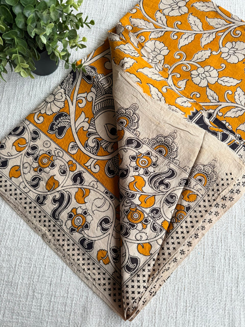 Kalamkari printed cotton saree