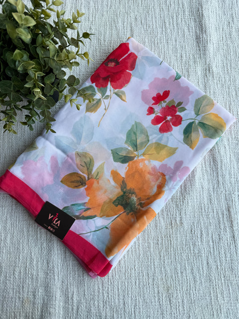 Floral printed georgette saree