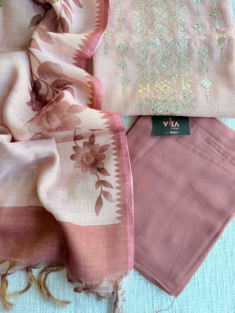 Seq work silk cotton salwar material