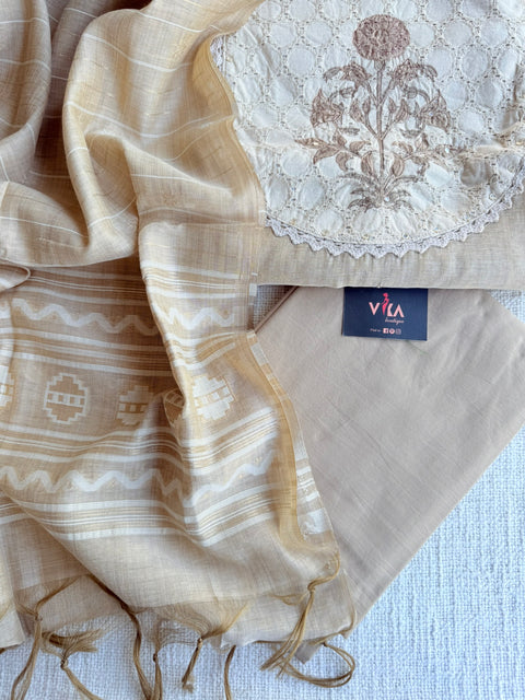 Neck patch chanderi suit material