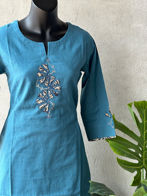 Applique work pure cotton kurti