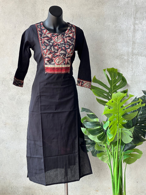 Black Applique work pure cotton kurti