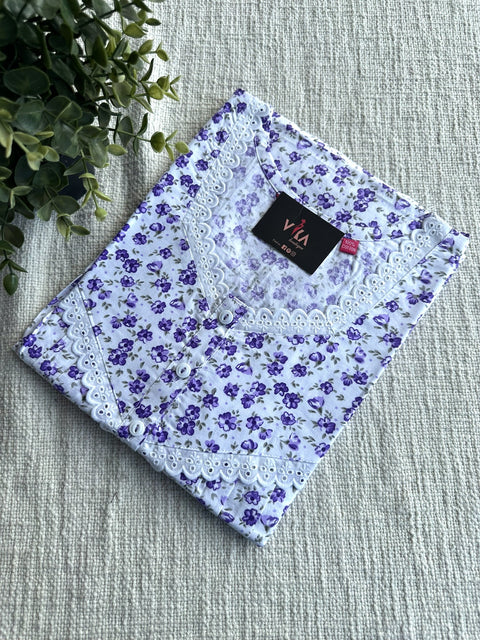 L size printed cotton nighty