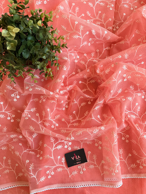 Supernet embroidered saree