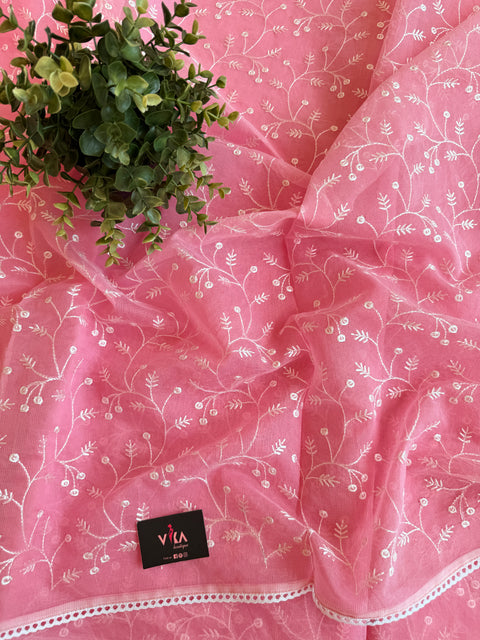 Supernet embroidered saree