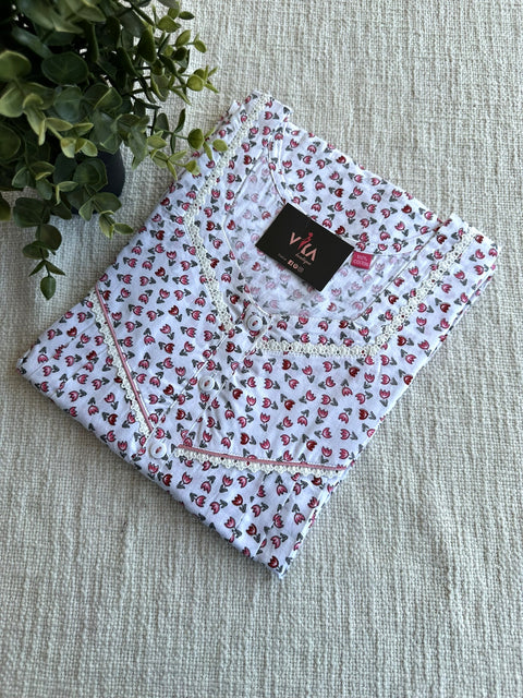 L size printed cotton nighty