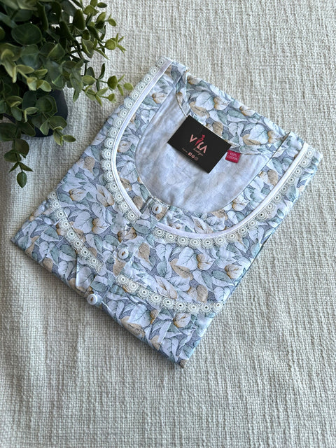 L size printed cotton nighty