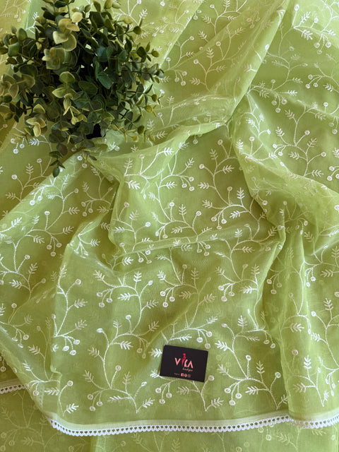 Supernet embroidered saree