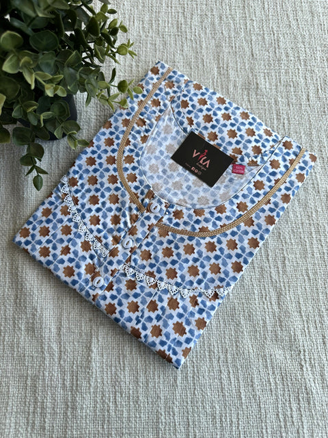 L size printed cotton nighty