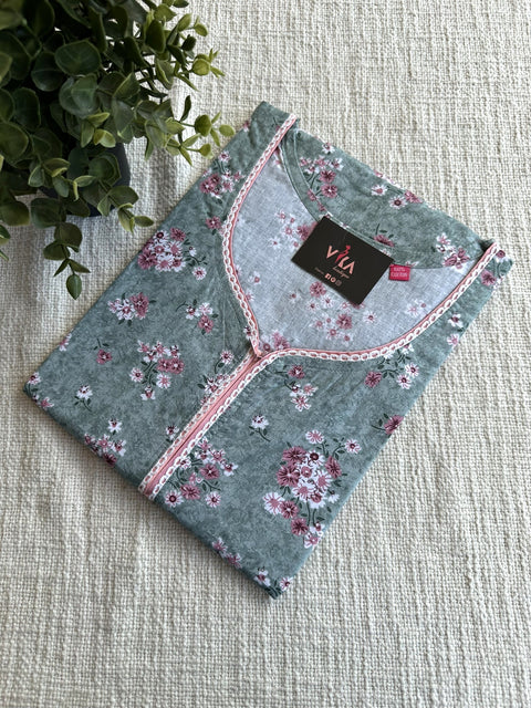 L size printed cotton nighty