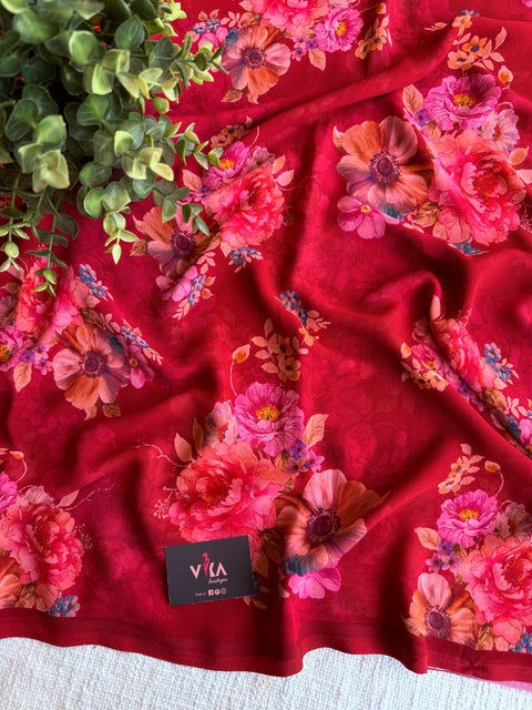 Floral printed georgette saree
