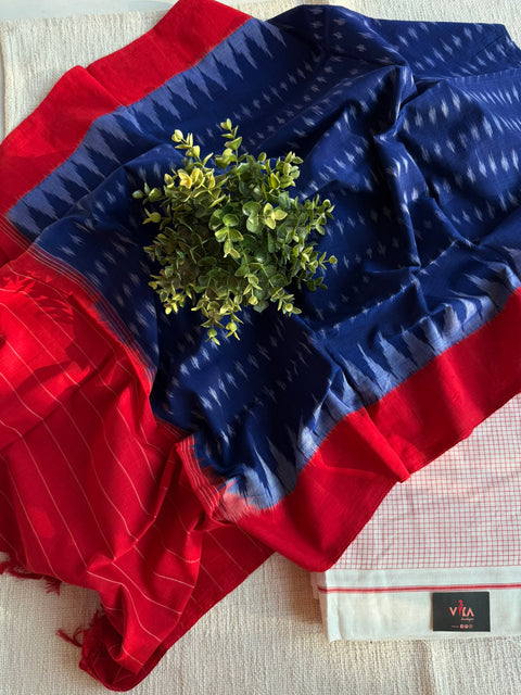 Handloom cotton set with ikat dupatta