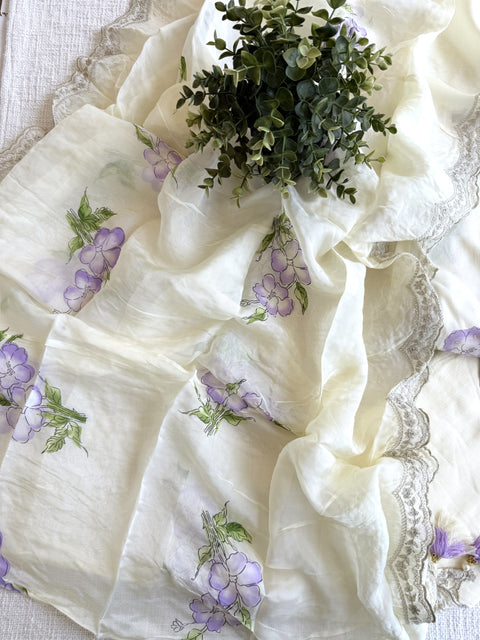 Printed organza suit material - Violet