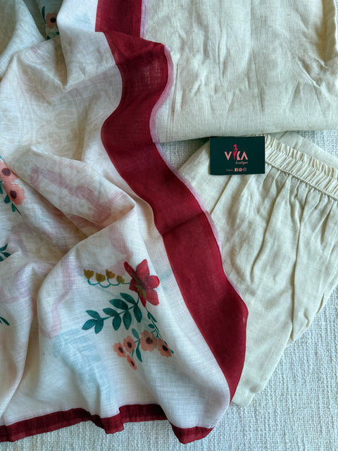 Ecru pure cotton Ready suit set