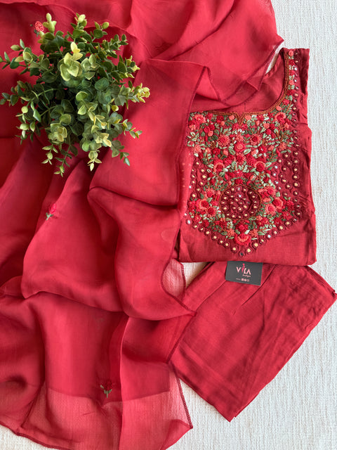 Burnt orange french knot Ready suit set