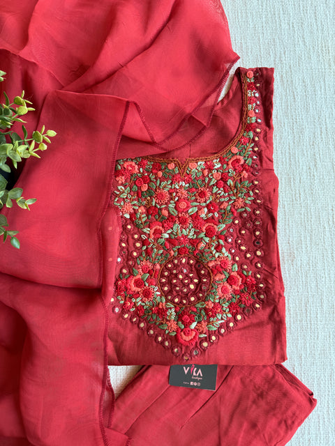 Burnt orange french knot Ready suit set