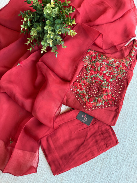 Burnt orange french knot Ready suit set