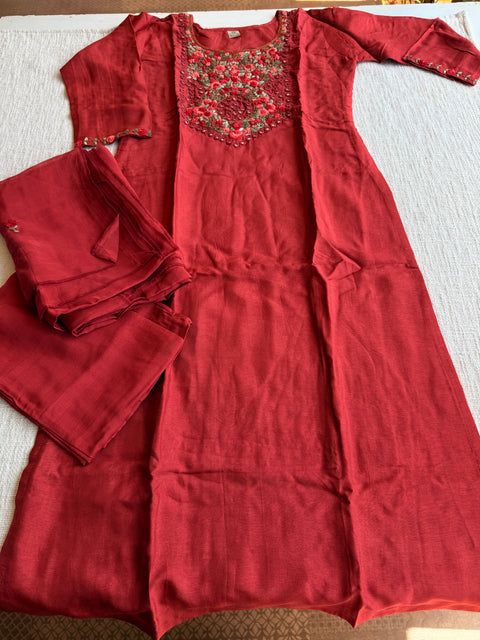 Burnt orange french knot Ready suit set