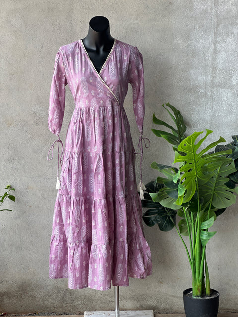 Printed cotton Angrakha gown