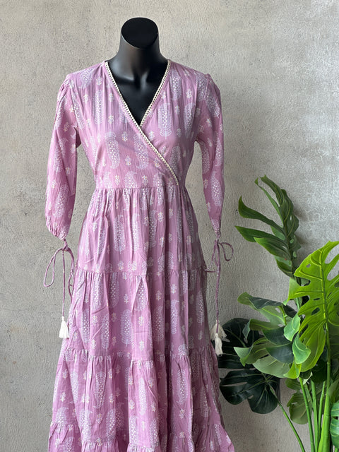 Printed cotton Angrakha gown