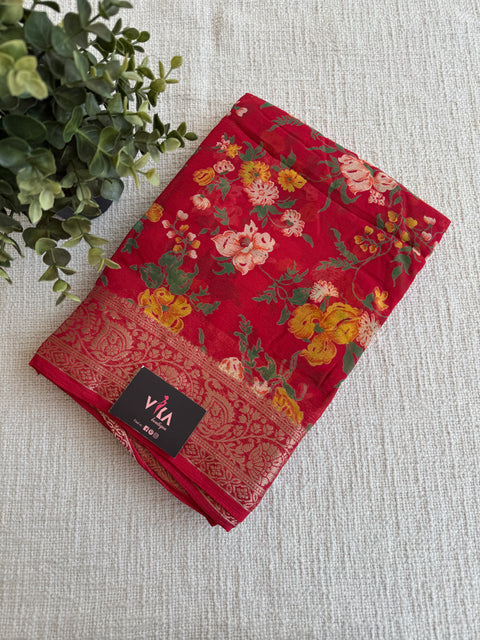 Floral Printed semi chiffon saree