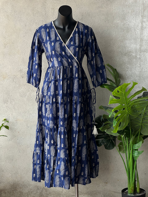 Printed cotton Angrakha gown