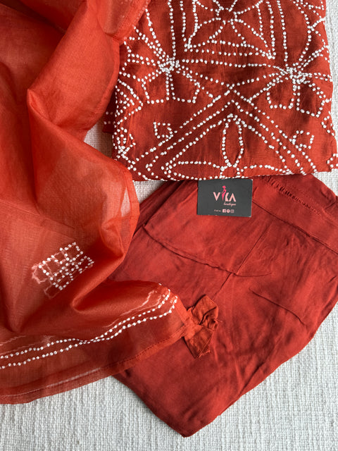 Knot work muslin kurta pant set