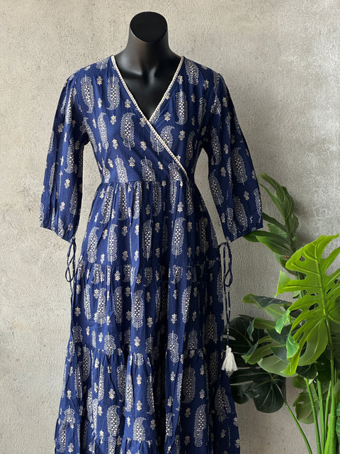 Printed cotton Angrakha gown