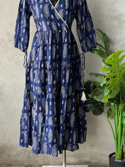 Printed cotton Angrakha gown