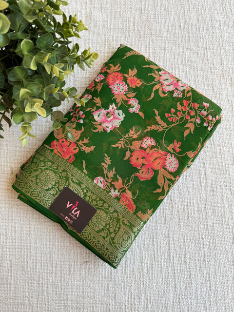 Floral Printed semi chiffon saree