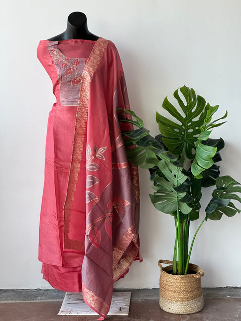 Neck emb Tissue salwar material