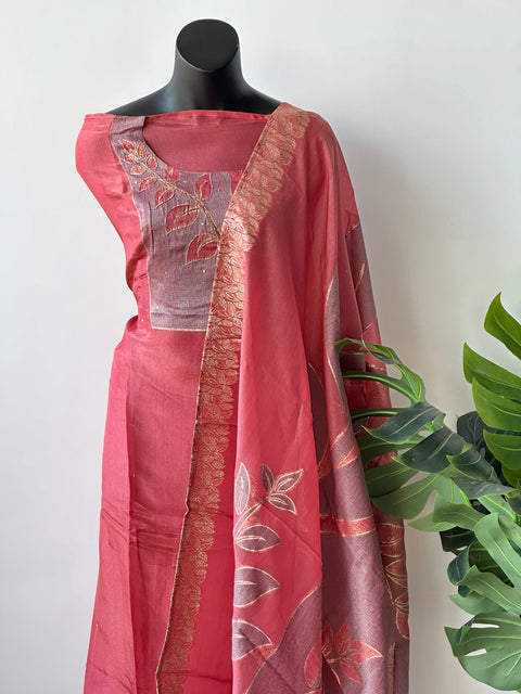 Neck emb Tissue salwar material