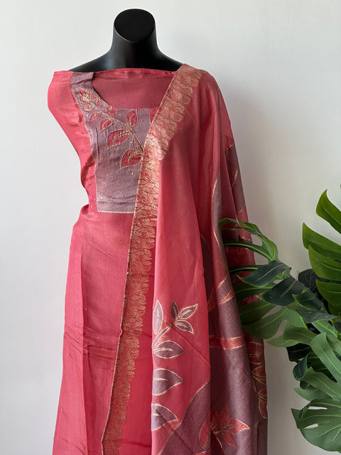 Neck emb Tissue salwar material