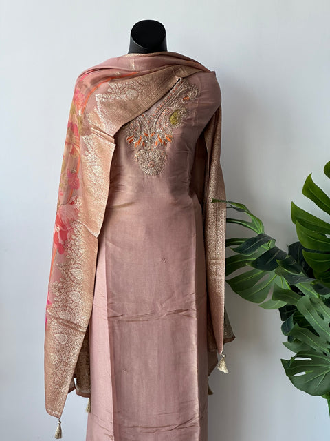 Neck emb Tissue salwar material