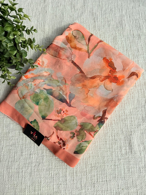 Floral printed georgette saree