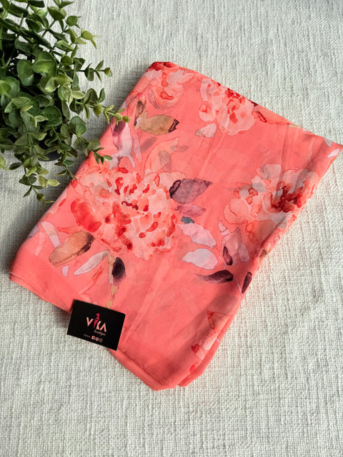 Floral printed georgette saree