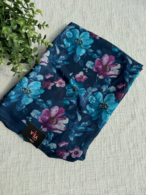 Floral printed georgette saree