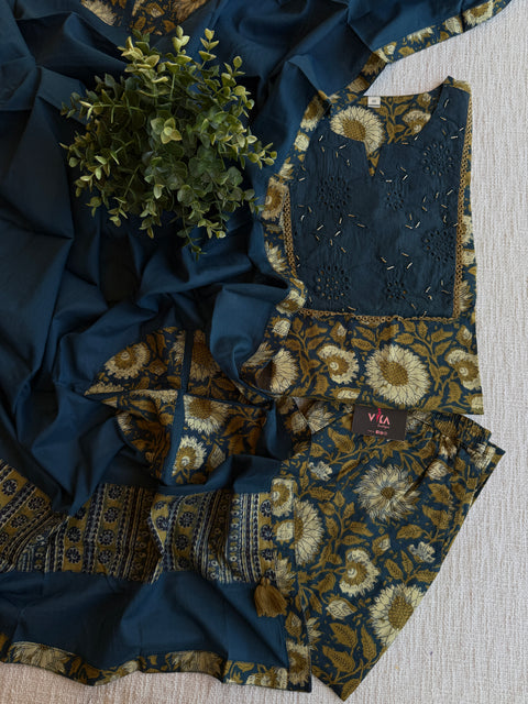 Kalamkari printed cotton Ready suit set