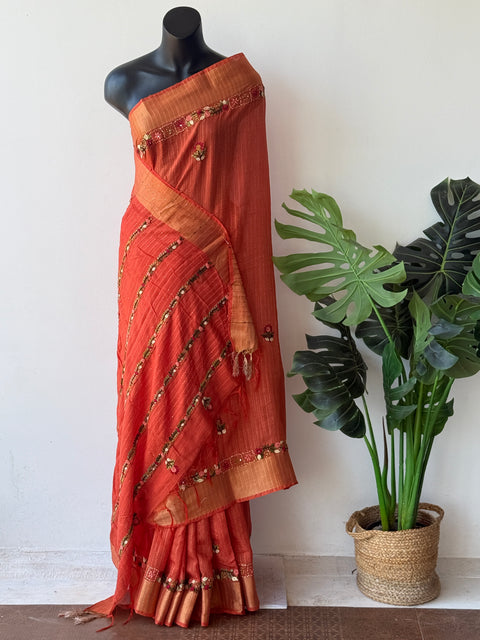 Hand emb banaswara saree