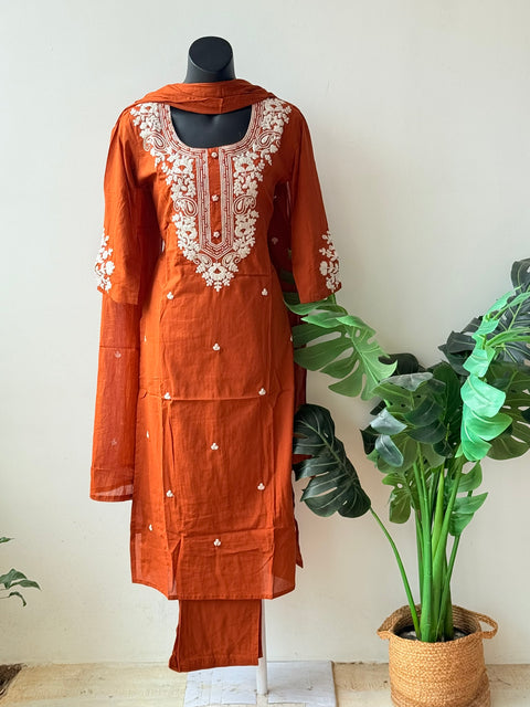 Kashmiri emb pure cotton suit set