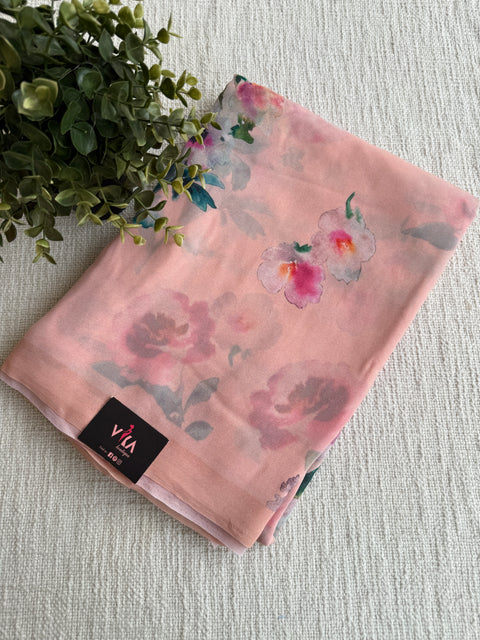 Floral printed georgette saree